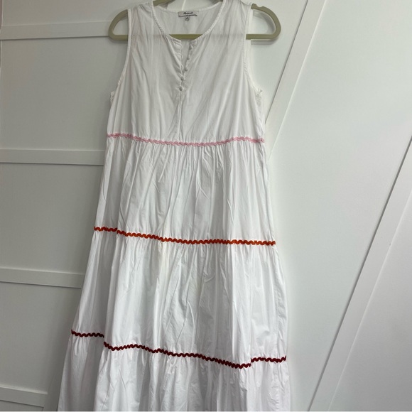 Madewell White Maxi Dress with Red and Pink Accents - Picture 1 of 16